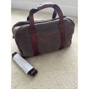 Bosca Men's Canvas/Washed Leather Collection - Duffel w/ Strap Designer $455